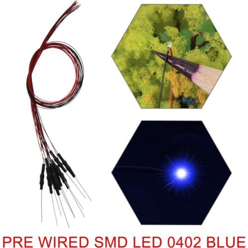 20pcs/40pcs Pre-wired SMD 0402 LED Blue Pre-soldered 0402 Blue micro litz wired LED leads Model Train HO N Scale L0402B
