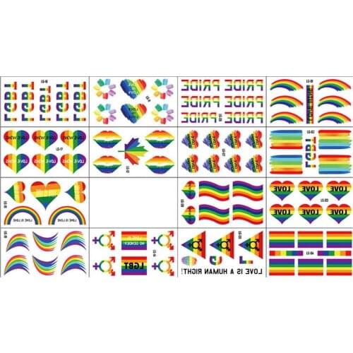 20PCS Rainbow Temporary Tattoo Sticker For Couple Parent-Child No Repeat Arm Clavicle Body Art Sticker Disposable Tattoo Sticker