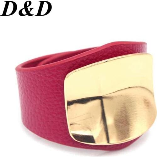 2018 Personality Leather Bracelet Women with Alloy Buckle Adjustable Fashion Unisex Bracelets & Bangles Punk Jewelry