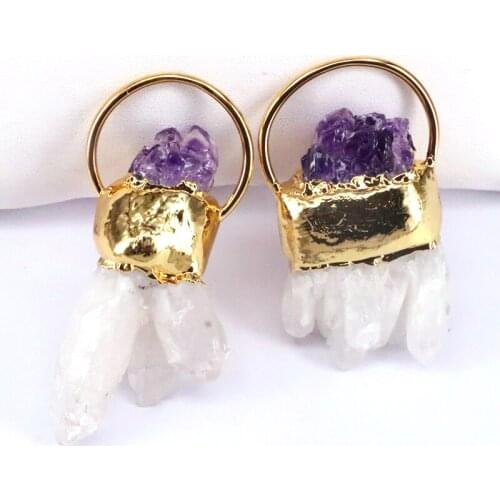 3Pcs, Natural White Crystal Pillar Irregular Raw Stone Pendant Women Necklaces For Jewelry Making