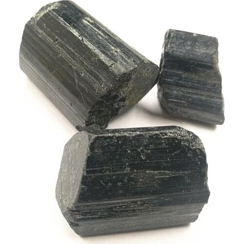 3pcs natural black tourmaline quartz specimen black crystal Mineral samples healing