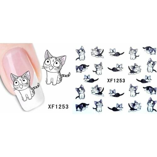Nail Stickers Cute Cartoon 3D Adhesive Sliders Water Transfer Paper Decal Manicure Art DIY Decoration Accessories