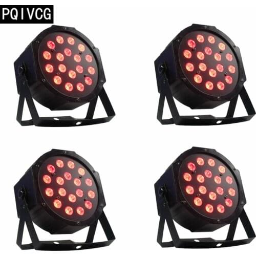 4pcs/lot 18x3w led par lights rgb 3in1 dmx512 flat par professional stage dj equipment led lights