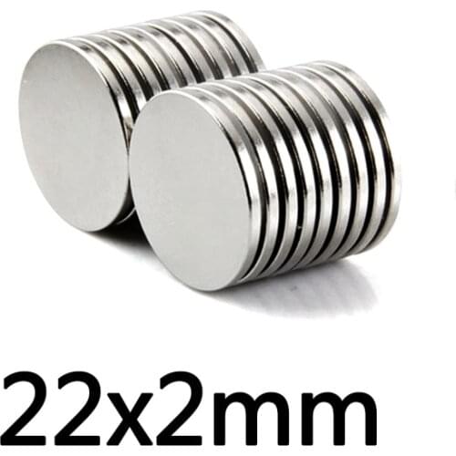 5/10/20/50/100Pcs 22x2 mm Strong Cylinder Rare Earth Magnet 22mmX2mm Fridge Round Neodymium Magnets 22x2mm N35 Magnetic 22*2 mm