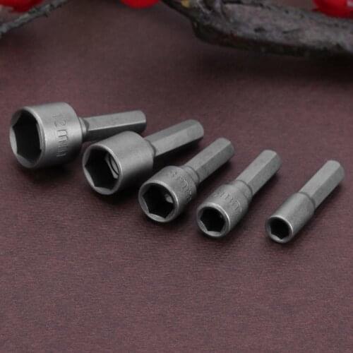 5/6/8/10/12mm Six Angle Hex Socket Nut Driver Sleeve Nuts Casing Nozzle Drill Bit Adapter Electric Tool Accessories