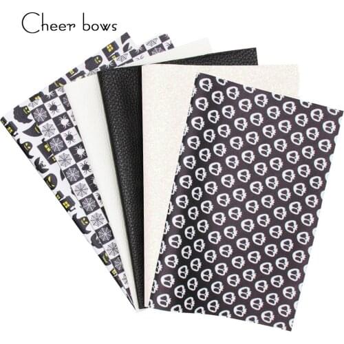 6pcs/set Shull Bats Leather Glitter Litchi Faux Leather DIY Hair Bows Handmade Patchwork Decor Material Halloween Accessories