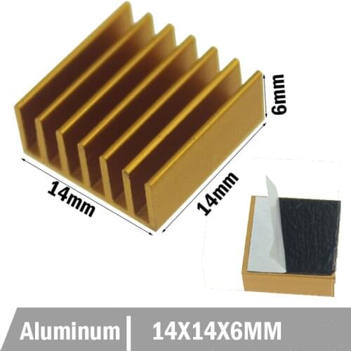 200pcs/lot Aluminum Cooling Heat sink 14 x 14 x 6MM Golden Chipset RAM Heatsink Radiator