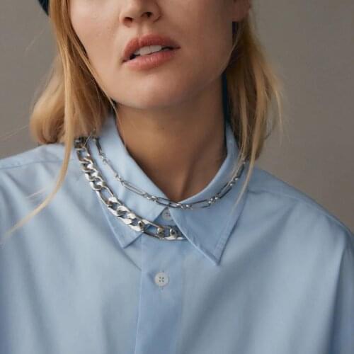 ZA Trendy Gothic Hyperbole Layered Chain Necklace Women Vintage Punk Hip Hop Choker Necklace Jewelry Gifts Dropshipping