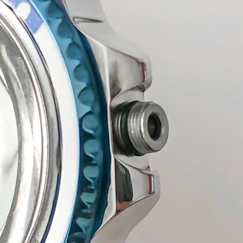 ​Blue Retro Watch Case Acrylic Mirror Stainless Steel Case Spare Parts for NH35/36 Movement