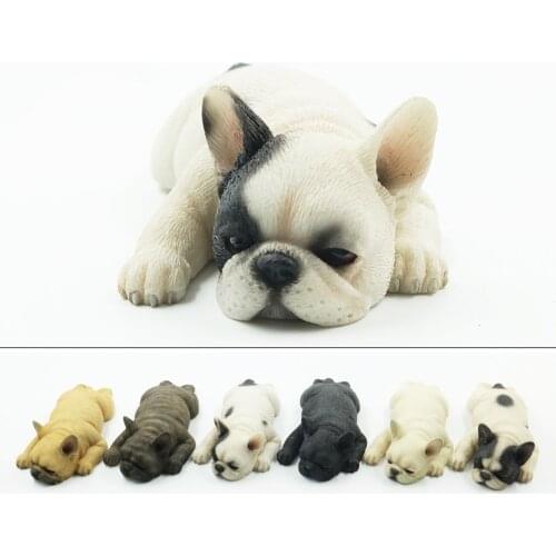 JJM Sleepy French Bulldog Dog Pet Figure Animal Model Collector Toy Car Decoration Education for Children Adult Kids Gifts