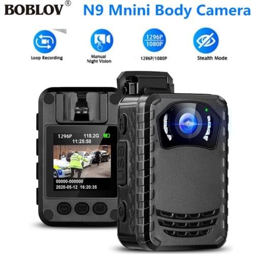 BOBLOV N9 Body camera with audio IR night vision uses external SD Max 256GB DVR Recording Camera Smallest bodycam police camera