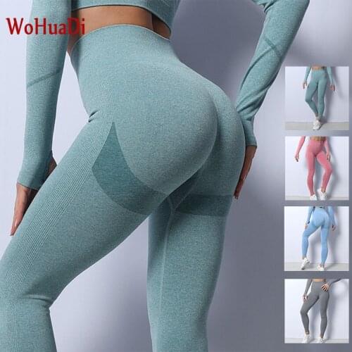 WOHUADI 2021 Women Yoga Pants Fitness Seamless GYM Training Stripe High Waist Leggings Workout Hip lift Sexy Fashion