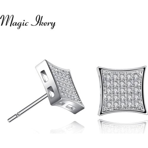 Magic Ikery New Austrian Zircon Hot Jewelry Fashion Square Shape Stud Earrings For Women Earrings Gift MME157