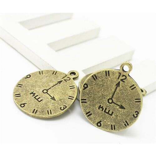 Sweet Bell 30pcs 20*24mm Antique Bronze Metal Zinc Alloy Trendy Clock Vintage Jewelry Charm Jewelry Making Findings D1156