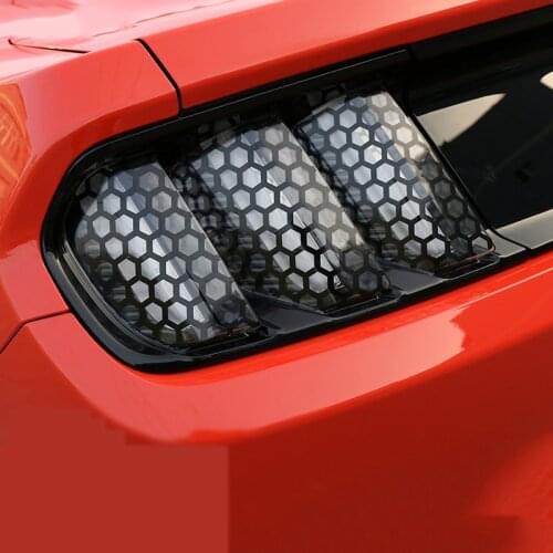 QHCP Honeycomb Rear Tail Light Sticker Film Trim Tail Lamp Covers Molding 6Pcs/Set Fit For Ford Mustang 2015 2016 2017 2018 2019