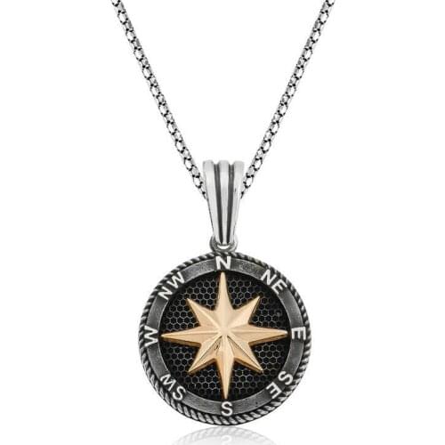 Real Silver 925 Jewelry Silver Compass Necklace