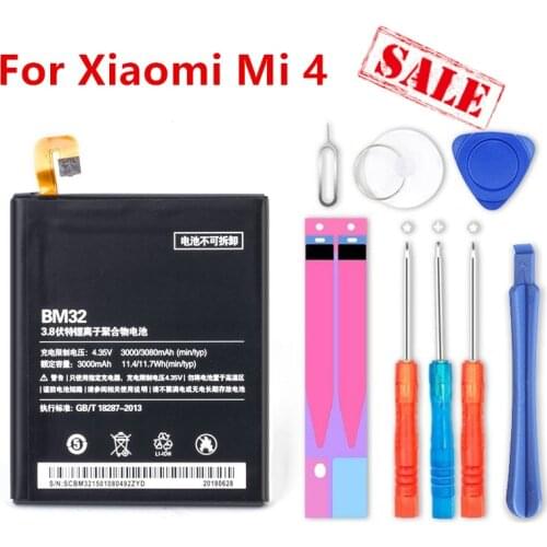 NEW BM32 Battery For Xiaomi Mi 4 M4 Mi4 BM32 Genuine Replacement Phone Battery 3080mAh With Free Tools