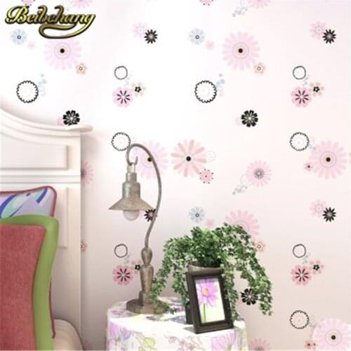 Beibehang papel parede Flowers Print Kids Room Decor Wallpaper Lovely Floral Wallpapers Boys Girls Bedroom Decorative Mural Wall