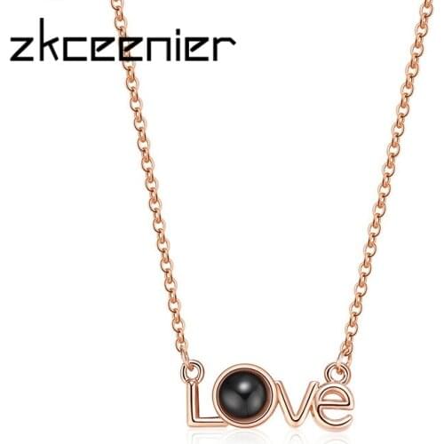 100 Languages I Love You Projection Pendant Necklace Romantic Love Memory Wedding Necklace for Woman Valentines Day Jewelry