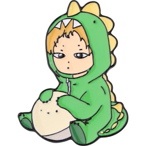 PF678 Japanese volleyball Anime Icons Cute Dinosaur Enamel Pin Brooches on clothes Collar Hat Badge Lapel Pin Jewelry Gifts