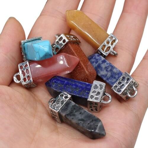 Natural Stone Pendant Taper shape Semi-Precious Exquisite Charm for Jewelry Making DIY Necklace Earrings Accessories