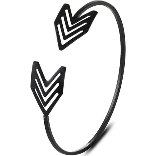 Hollow Wings Opening Arrow Silver Plated Golden Black Bracelets & Bangles for Women