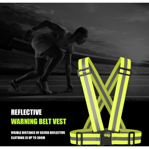 Practical Reflective Straps Vest Polyester Traffic Night Work Lightweight Security Clothing Green for Night Running Cycing