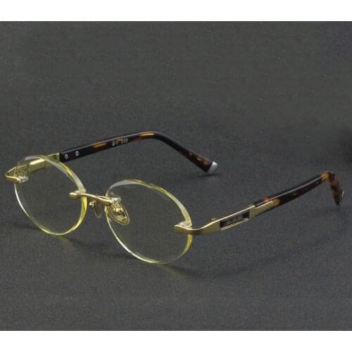 Rimless Glass Sunglasses Man Natural Crystal Stone Sun Glasse Woman Acetate Frame Oval Goggles Luxury Top Quality
