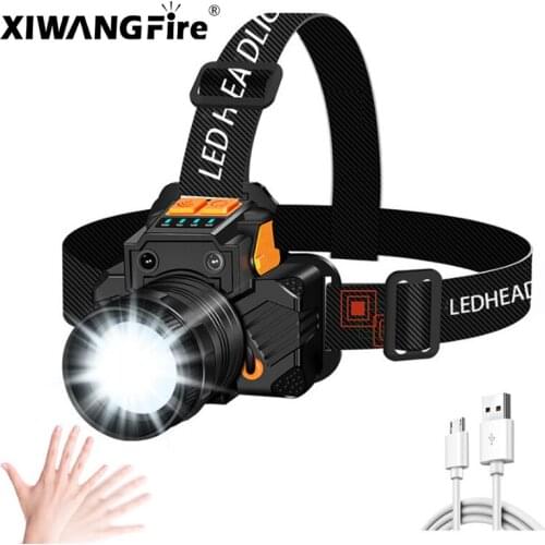 Super bright LED headlight fishing headlight flashlight ZOOM Sensor rechargeable outdoor waterproof camping hunting 20W