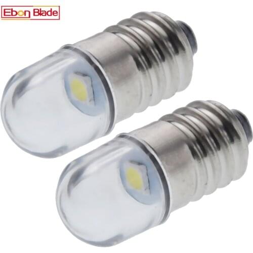 2Pcs E10 MES LED Bulb Warm/White 3V 6V 12V 24V Miniature Screw Flashlight Torch Headlight Lamp 3 6 12 24 Volt 4300K 6000K Light