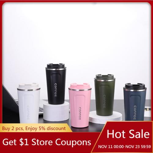 380ML/500ML Thermos Flask Double Wall Stainless Steel Coffee Mug Thickened Big Car Mug Travel Thermo Cup Thermos Mug For Gigs