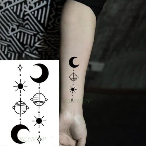 Waterproof Temporary Tattoo Stickers moon sun star planet pattern Fake Tatto Flash Tatoo small tattoos for girl Women Men kid