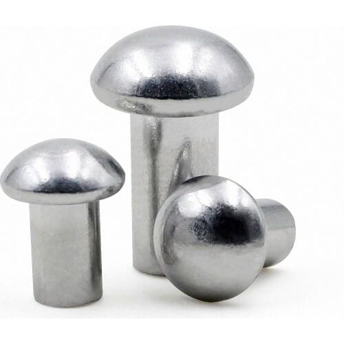 50pcs M5 M6 Aluminum Solid Round Head Rivets Alloy Self-plugging Rivet GB867 Choose Length