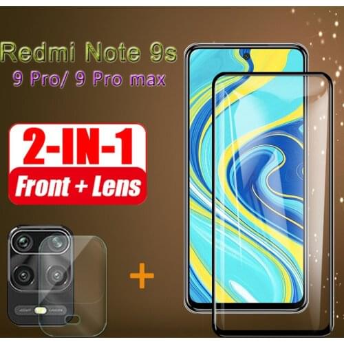 Protective glass for Xiaomi redmi note 9s pro max screen protector note9 note9s not 9 s cam with camera lens 2in1 tempered glas