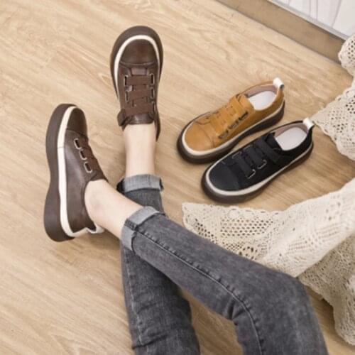 Ladies Sneakers Spring Shoes 2021 New Genuine Leather Casual Women Shoes Large Size 42 43 Fashion Flat Girl Student Shoes