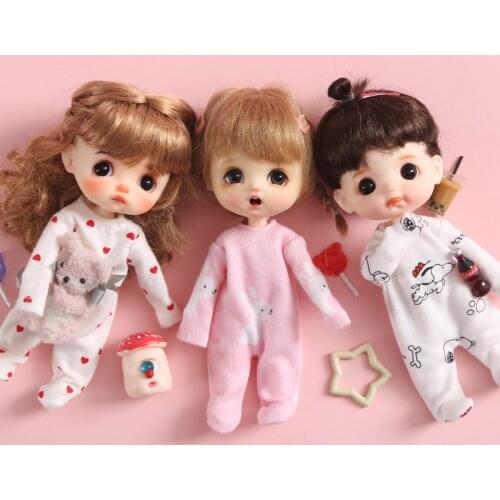 1PCS Cute Doll Clothes Cartoon Overall Pant Pajamas for OB11, 1/12 BJD, GSC Doll Clothing Accessories