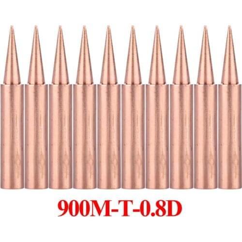 10Pcs/lot Copper Soldering Tip Lead-free 900M-T-0.8D Electric Solder Iron Welding Tips BGA Soldering Station Tools