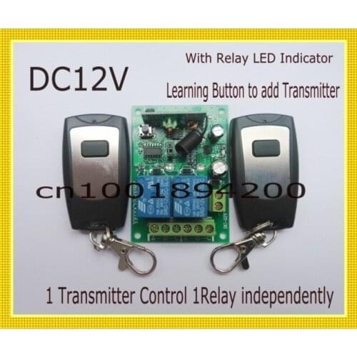 12V 2CH Remote Control Switch 2Transmitter Receiver 1CH 1Button Radio Controller 315/433MZH Momentary/Toggle/Latched Adjusted