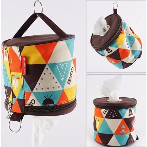 2021 New Outdoor Camping National Style Folding Toilet Paper Tissue Case Holder Portable Travel Napkin Storage Bag Durable Box