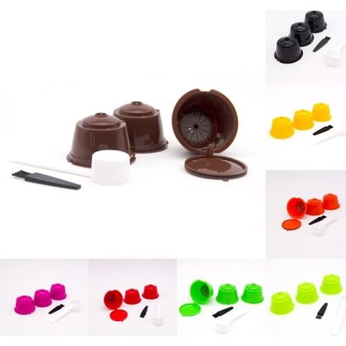 3Pcs Coffee Filter Cup Fit For Coffee Capsule Filters Baskets Kitchen Tools Accessories Reusable With Spoon Brush Fast delivery