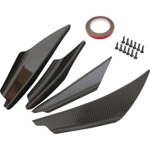 4 Piece Side Canards Splitter Fins Carbon Fiber Car Bumper Fin Canard Splitter Diffuser Valence Spoiler Anti-crash Accessories