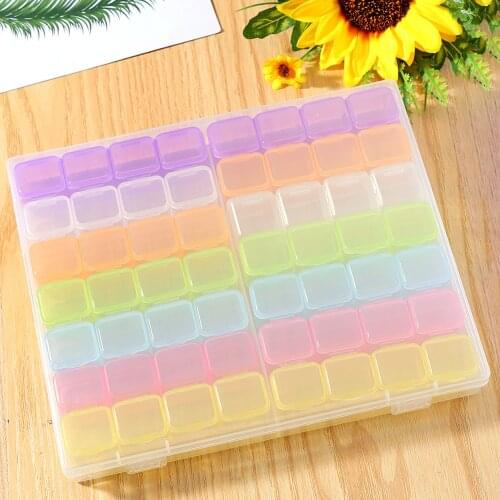 56pcs/set Colorful Nail Art Empty storage Case Box Rhinestones Gems DIY Jewelry Accessories Plastic Organizer Box Manicure Tool