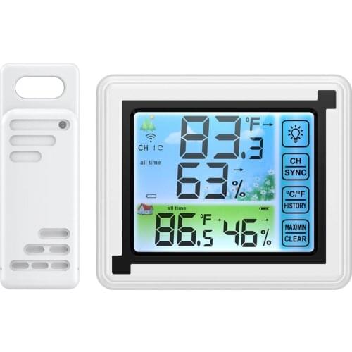 Wireless Electronic Digital Thermometer Hygrometer Indoor Outdoor Humidity Temperature Monitor with 1 Sensors
