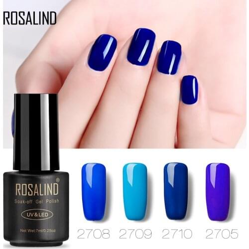 Rosalind Gel 1S Nail Polish 7ML Blue Color Series Nail Art Needed Top and Base coat Soak off UV Gel Long-Lasting Gel Nail Polish