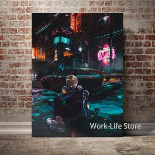 Genos One Punch Man Anime Aesthetic Canvas Painting Wall Art Posters Prints Pictures Living Room Decoration Home Decor