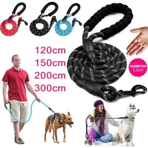 Dog Leash Night Reflection Head Collars Nylon Rope Elastic Strap Dogs Leashes Strap Durable 120/150/200/300cm Outdoor