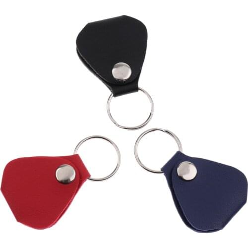 Guitar Pick Holder Case PU Leather Plectrum Key Fob Case Bag for Guitar Lover Gift