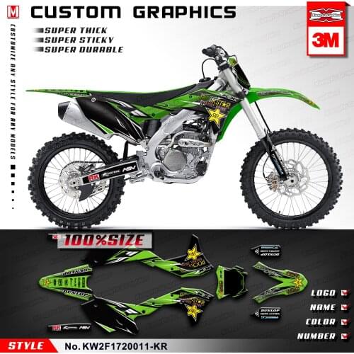 KUNGFU GRAPHICS Motorbike Backgrounds Stickers MX Decals for KX250F KXF 250 2017 2018 2019 2020, Green Yellow Black