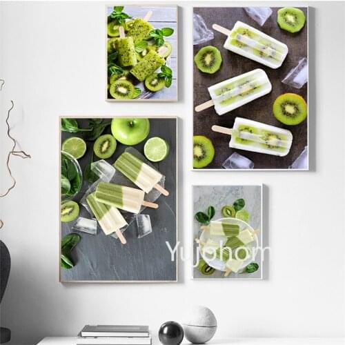 Homemade Ice Cream Kiwi Canvas Painting Posters And Prints Wall Art Pictures For Kitchen Baking Coffee Shop Wall Art Home Decor