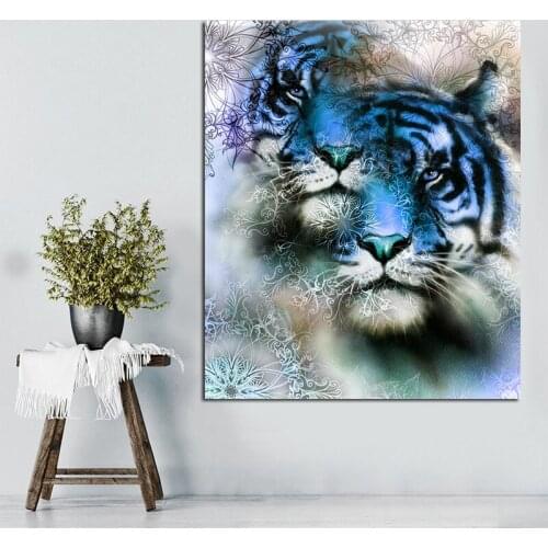 Canvas Poster Animal Tiger Painting Wall Art Prints Modular Beautiful View Tree Picture Home Decoration For Living Room No Frame